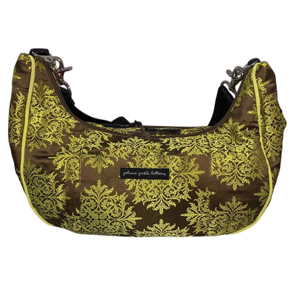 Petunia Pickle Bottom Touring Bag Diaper Bag Brown Yellow Damask Baby‎ Crossbody